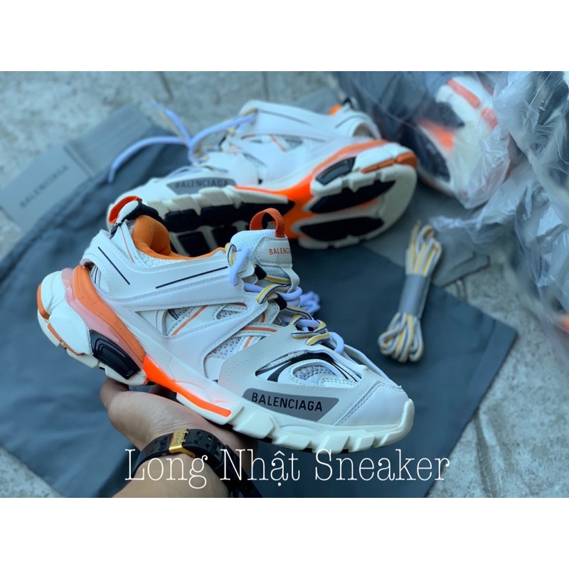 Giày Thể Thao Nam Nữ Giày Sneaker Track 3.0 Màu Trắng Cam