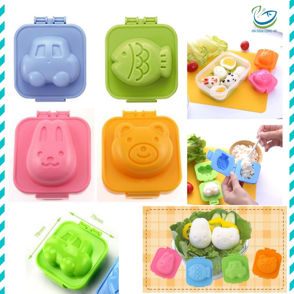 Khuôn tạo hình làm ép cơm bento trứng bánh flan thạch rau câu có nắp Nhật cho bé ăn dặm KOKUBO 49568