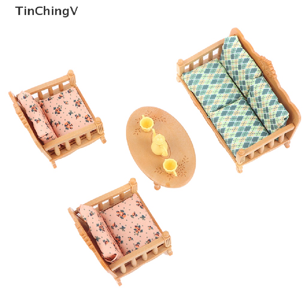 Mô Hình Bàn Ghế Sofa Phòng Khách Mini Tỉ Lệ 1 / 12 Trang Trí Nhà Búp Bê