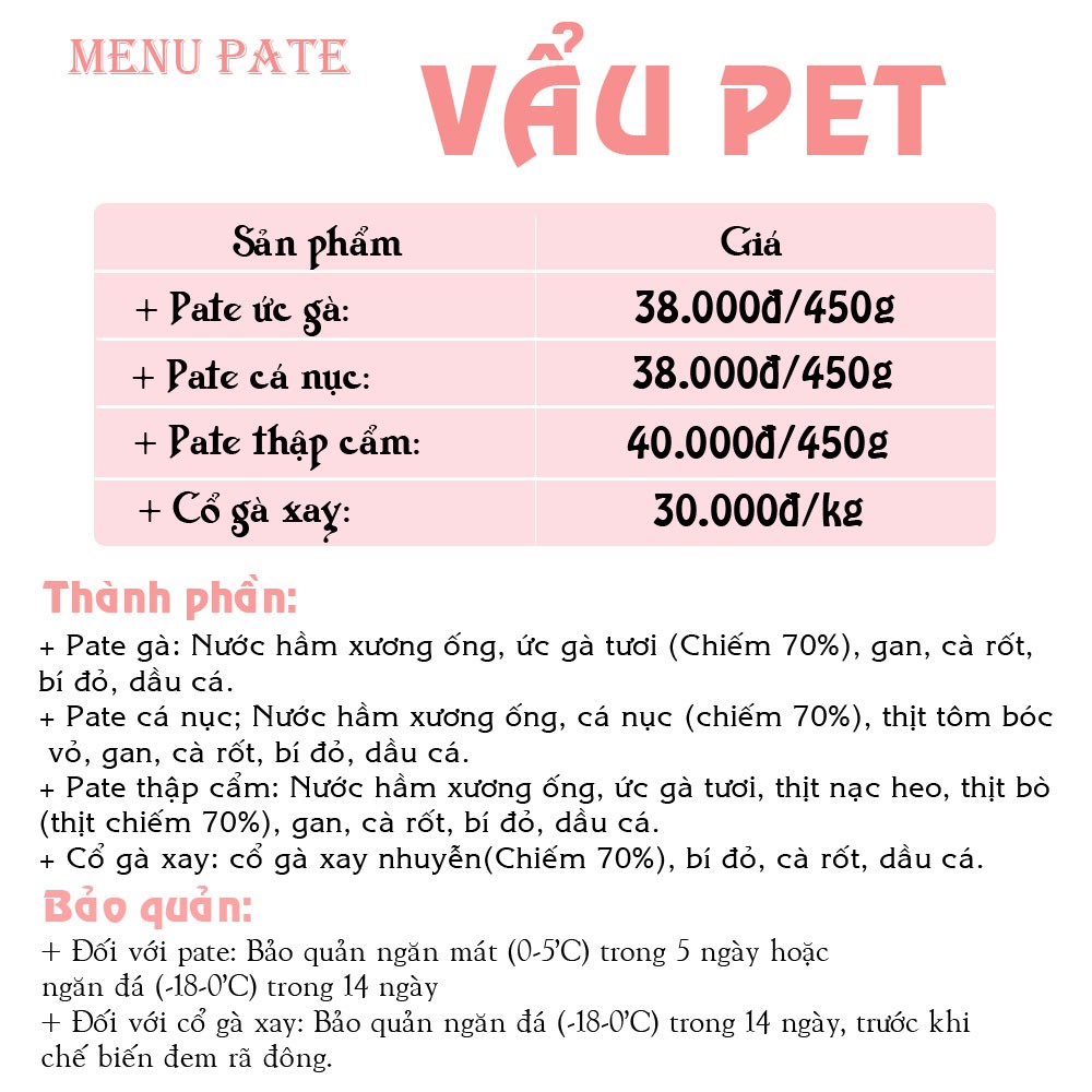 Pate tươi Vẩu Pet - Pate cho chó mèo thú cưng