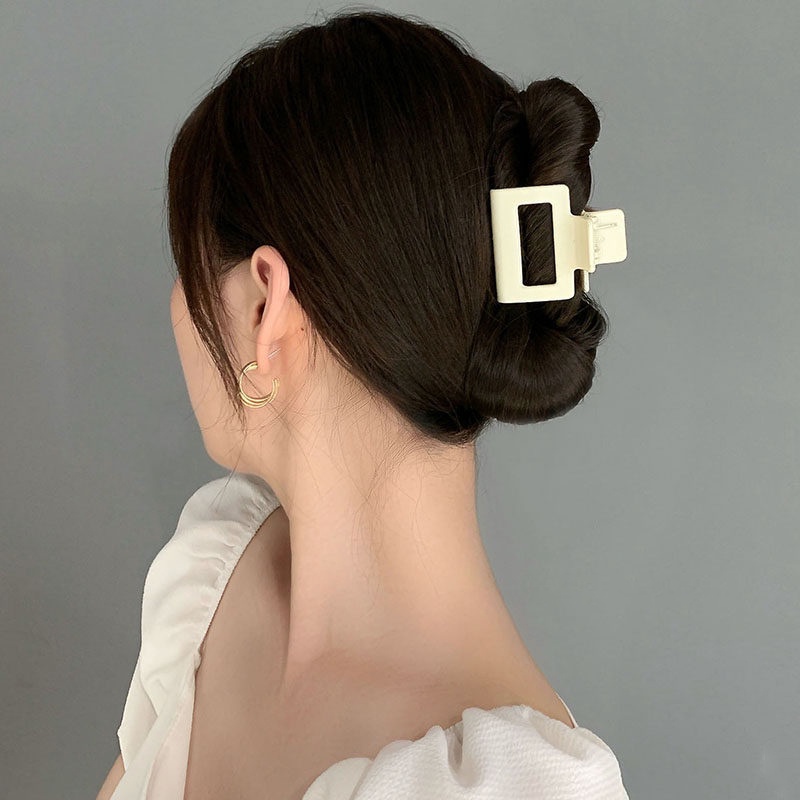 Kẹp Tóc Cỡ Lớn/Nhỏ Màu Trắng Sữa Phong Cách Hàn Quốc Thanh Lịch Thời Trang Cho Nữ