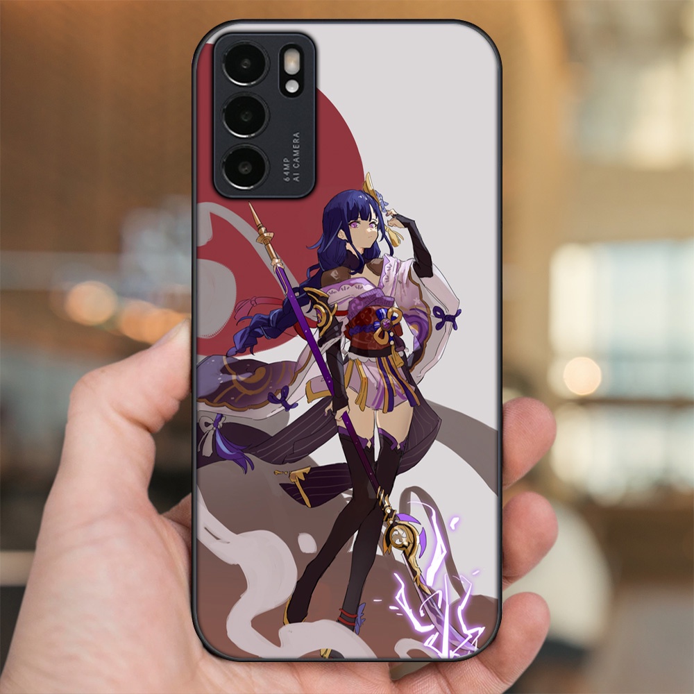 Ốp lưng Oppo Reno 6 5G viền đen in hình Raiden Shogun Genshin Impact