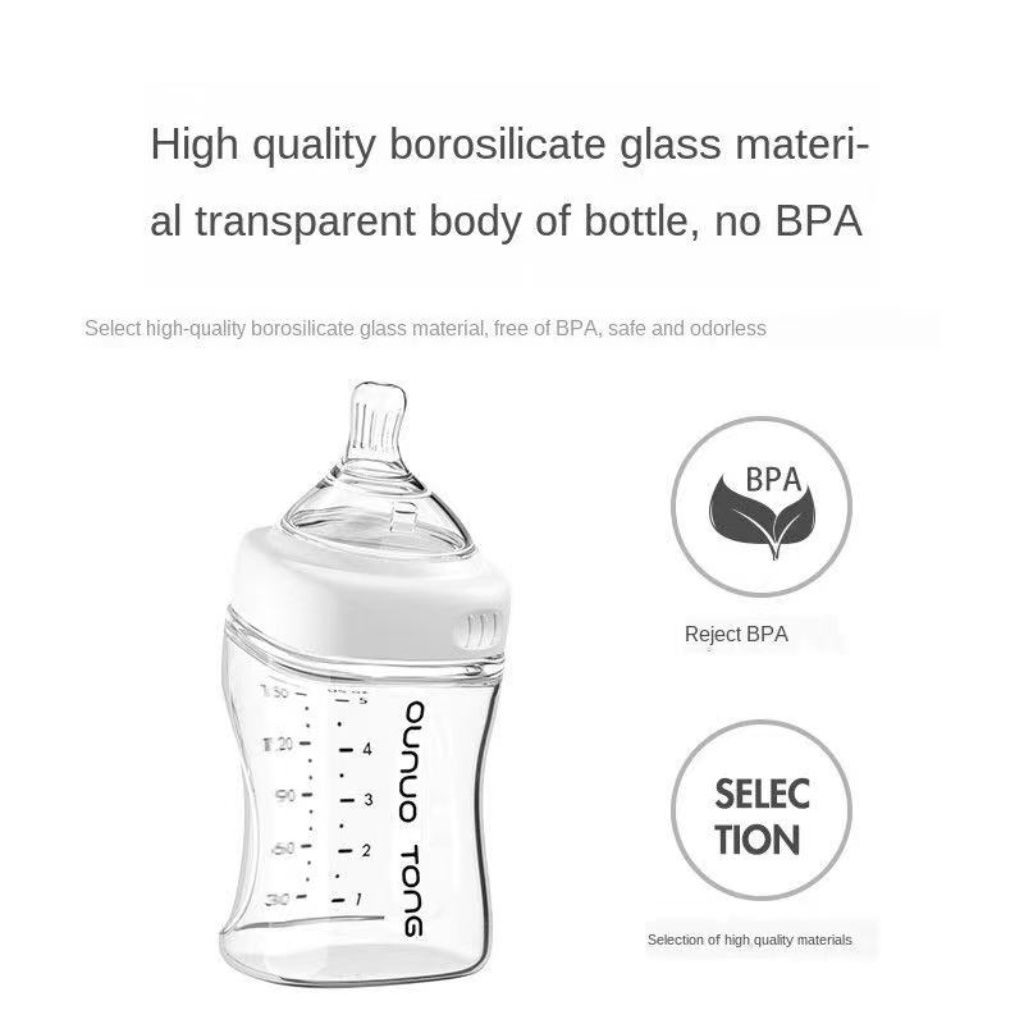 「Mức giá thấp nhất / giao hàng trong ngày」Bình Sữa Thủy Tinh Dáng Vuông Chống Đầy Hơi/Chống Đầy Hơi Tiện Lợi Cho Bé