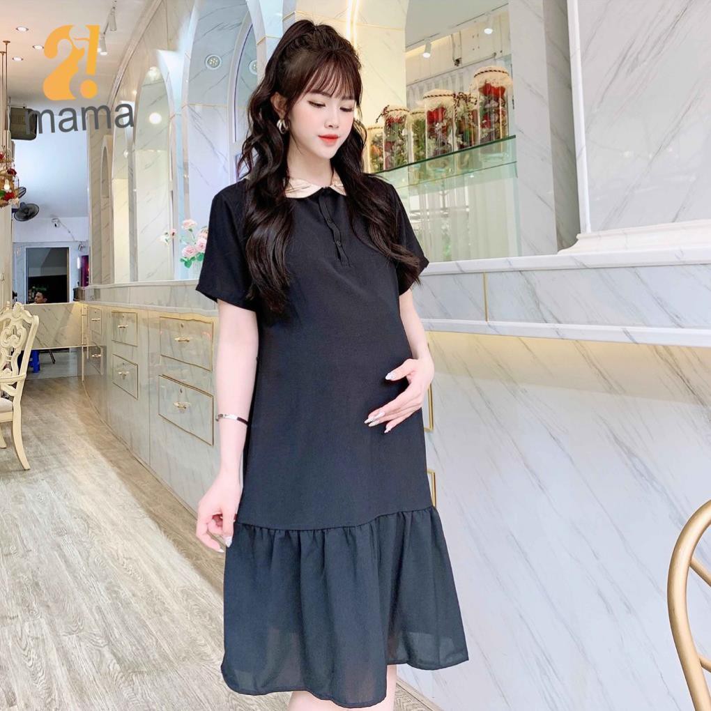 [BÁN SỈ] Đầm bầu ( váy bầu ) dự tiệc 2MAMA giá rẻ đẹp dáng suông đuôi cá sang chảnh màu đen be  V38 👗 *