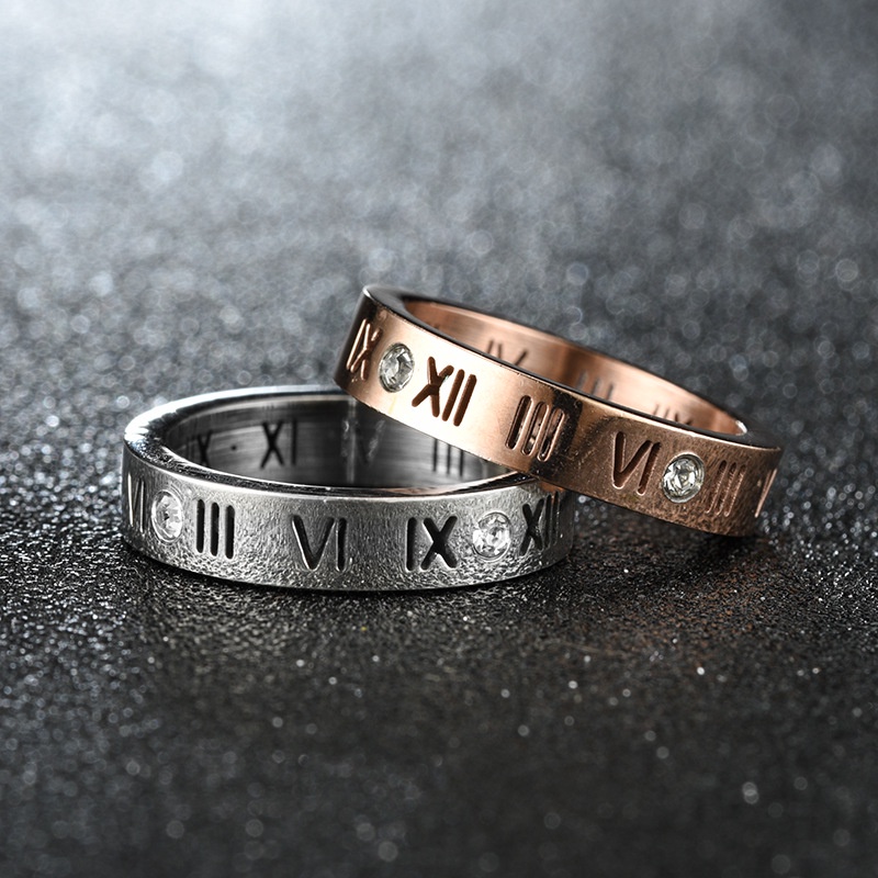 Nhẫn Cặp Bằng Thép Titan Đính Đá Zircon Thời Trang