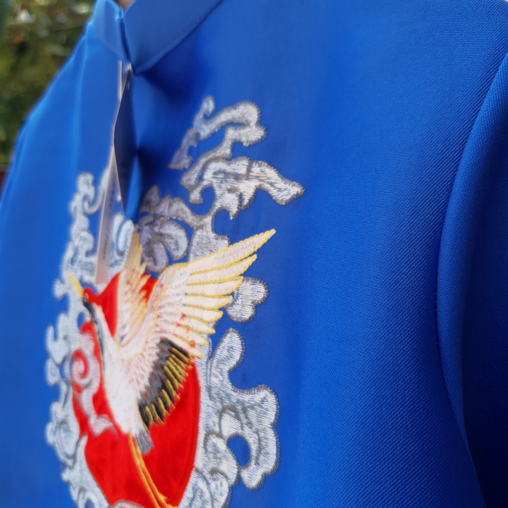 Áo Dài Cách Tân Bé Trai Thêu Hạc Mây