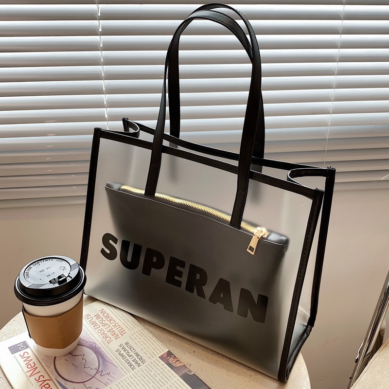 D246 Túi xách bản to trong suốt kèm ví bên trong thời trang(SIZE 34X27CM)