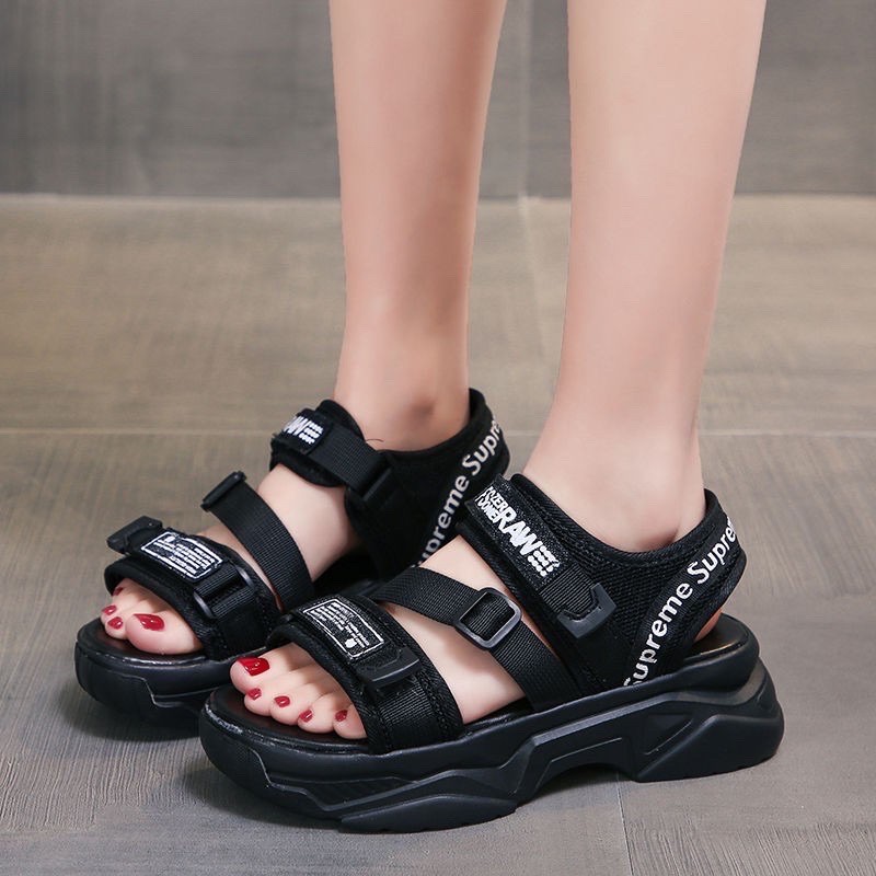 HOT LOẠI 1 Giày Sandal nữ quai ngang FS-RAW - dép quai hậu nữ đi học 2 màu đen trắng độn đế ulzzang hàn quốc đẹp giá rẻ