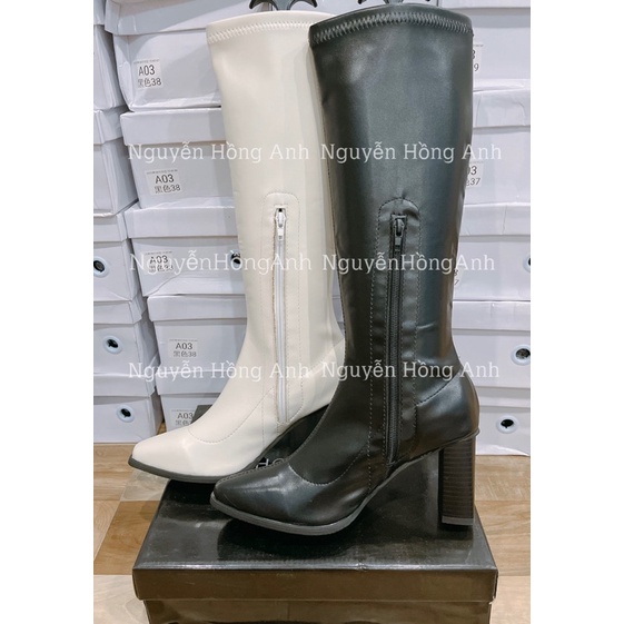 bốt gối (boot đùi) siêu ôm da lì trơn- khoá gót 7p (full hộp) mã 249