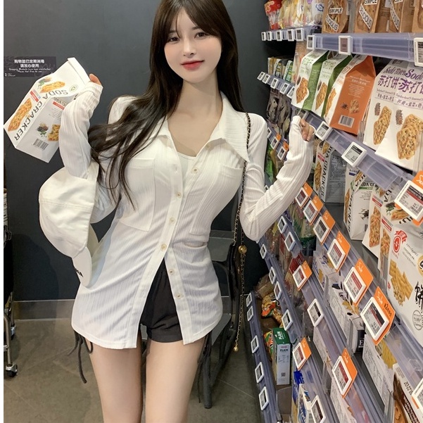 Áo Sơ Mi Tay Dài Cổ Polo Mỏng Chống Nắng Kiểu Pháp Thời Trang Cho Nữ | BigBuy360 - bigbuy360.vn