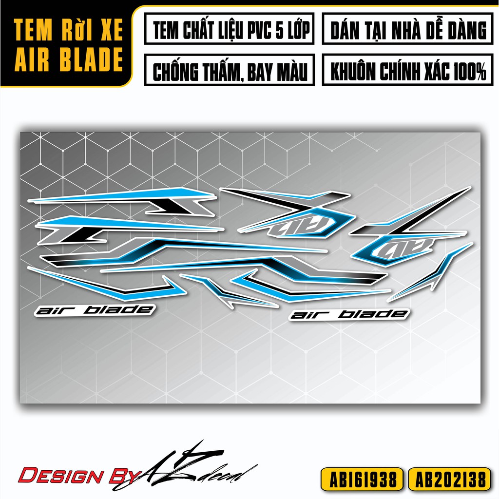 Tem Xe Airblade Tạo Điểm Nhấn | AB38 | Decal Rời Xe AB Air Blade Chống Nước, Chống Bong Tróc, Dễ Dán