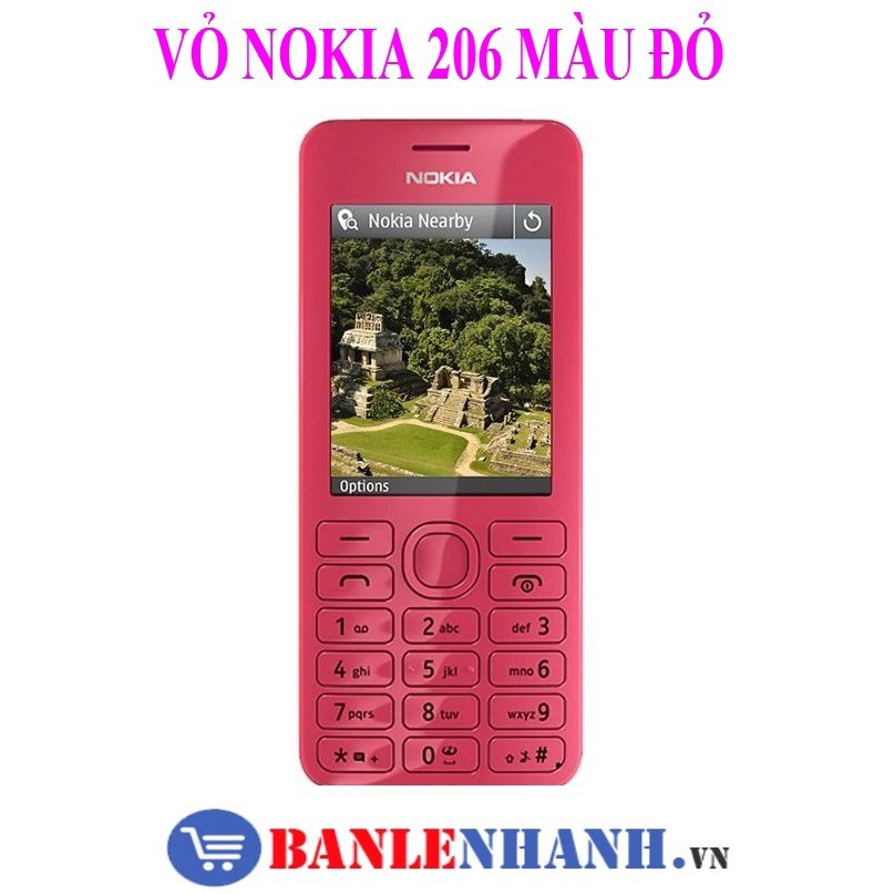 VỎ KHÔNG PHÍM NOKIA 206 MÀU ĐỎ