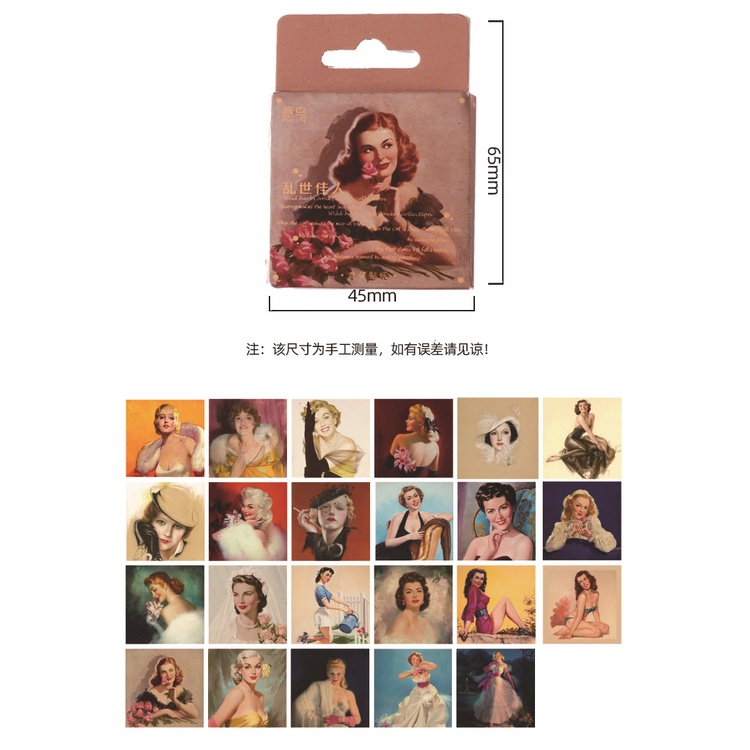 Hộp 46 tấm hình dán, sticker cổ điển loạn thế giai nhân