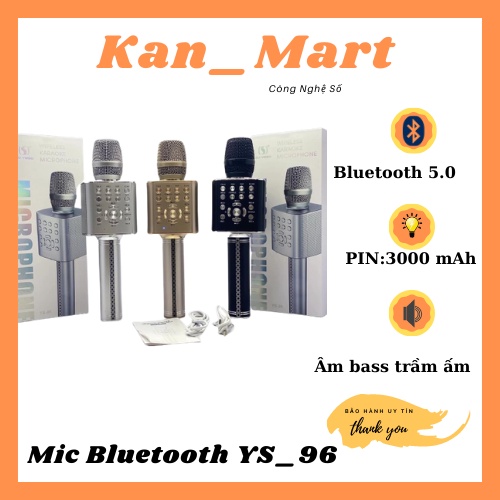 Micro karaoke YS96 cao cấp, Micro karaoke bluetooth không dây thay đổi giọng hát,tích hợp livestream, Bảo hành 6 tháng