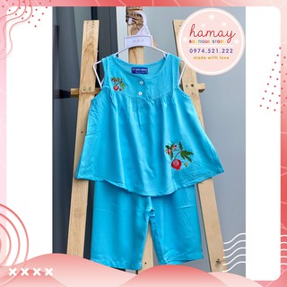 [Số 1-6] Bộ đồ tole lanh cao cấp Bảo Ngọc sát nách - quần lửng cho bé gái 7-23Kg