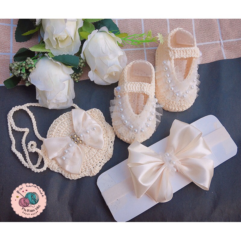SÉT GIÀY + túi + băng đô cho bé siêu xinh ( size 0-1y)