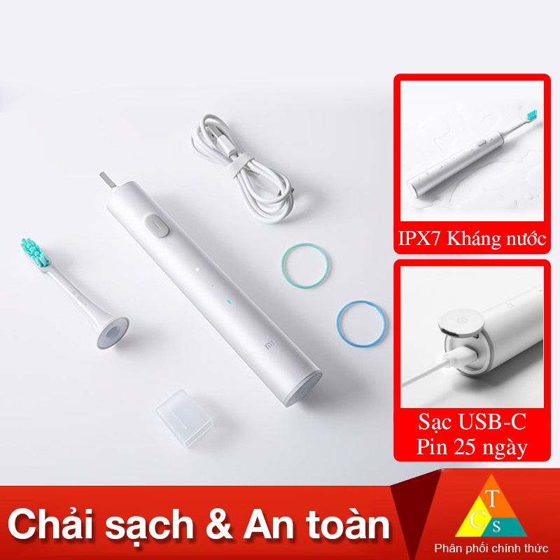 Bàn chải điện Xiaomi Mijia T300 - Bàn chải đánh răng pin sạc kháng nước ipx7 bảo vệ nướu