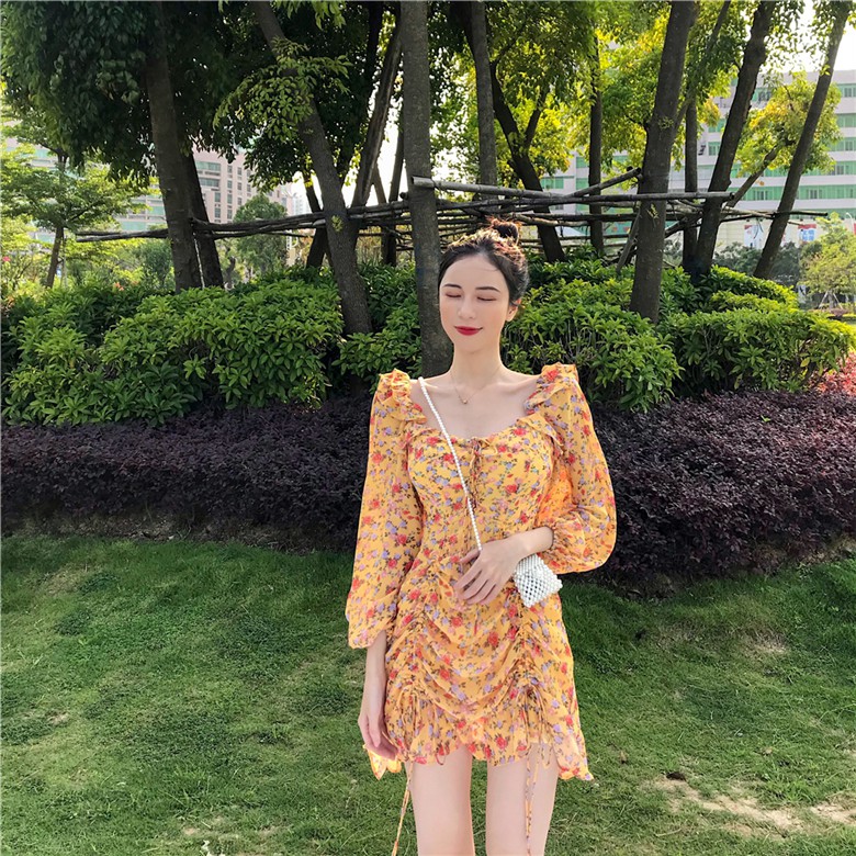 Đầm hoa tay phồng ulzzang - HÀNG ORDER AK00066