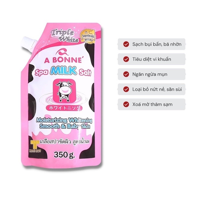 ( Chính Hãng Thailand ) Muối tắm sữa bò A Bonne Spa Milk Salt Thái Lan tẩy da chết túi 350g - CO030