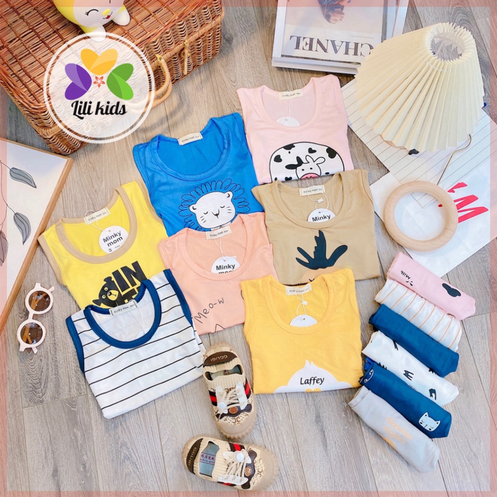 Bộ ba lỗ cho bé trai và bé gái chất thun lạnh mềm mịm họa tiết ngộ nghĩnh LILIKIDS BBL02