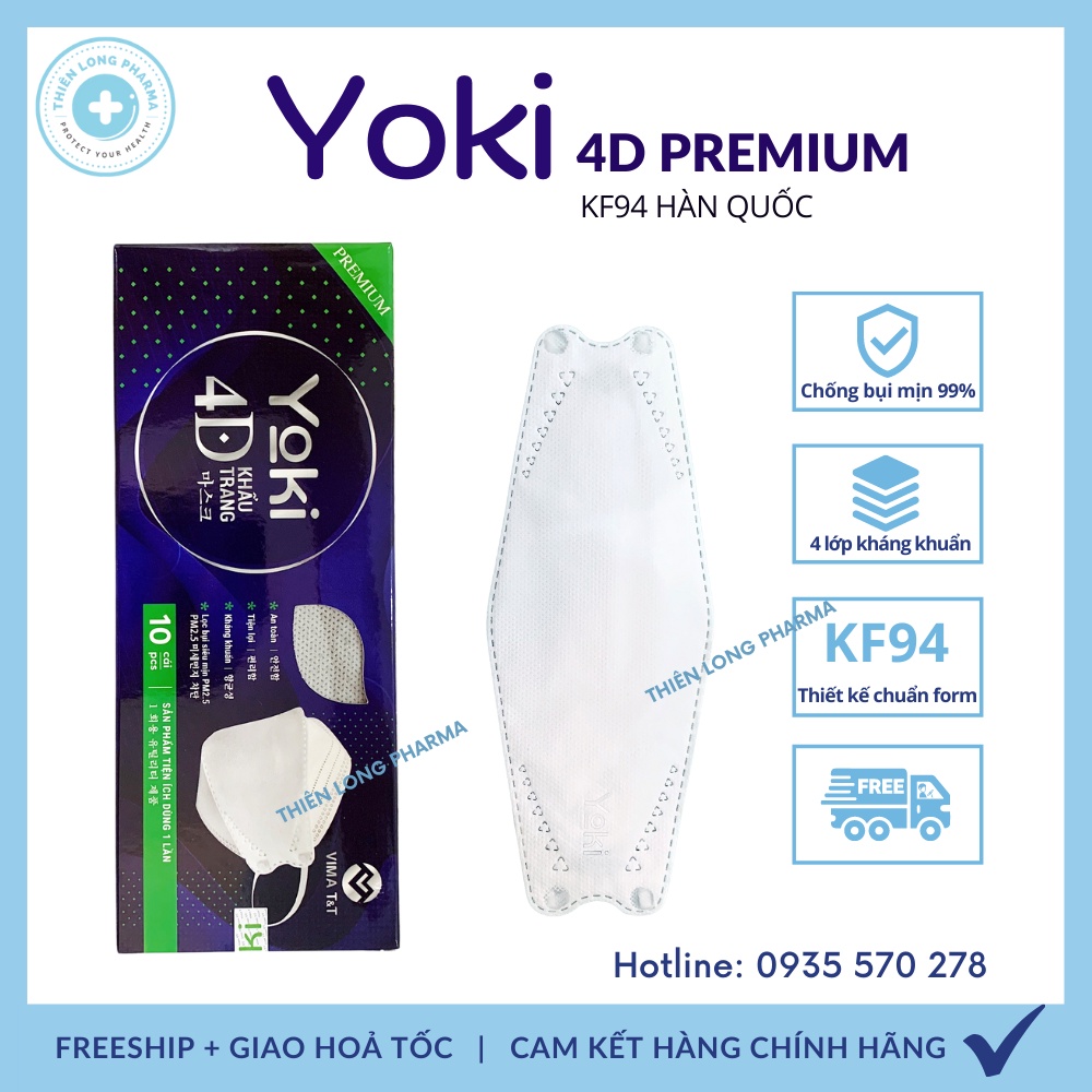 [Thùng 500 Cái] Khẩu trang 4D KF94 YOKI Premium 4 lớp kháng khuẩn kiểu dáng Hàn Quốc hàng chính hãng Công Ty