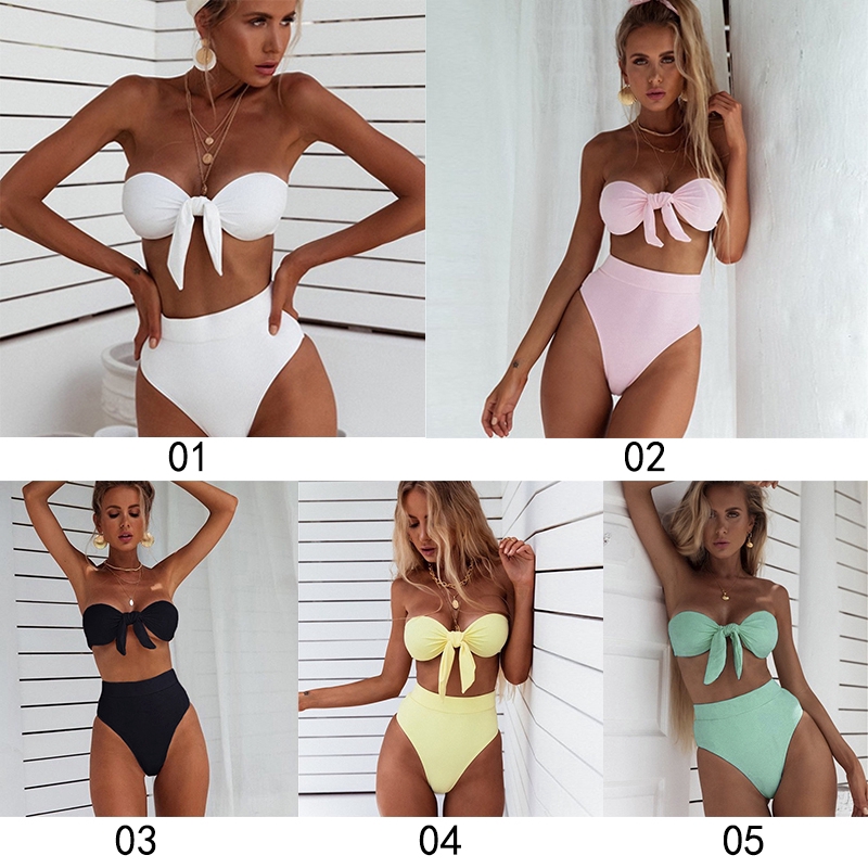 Bộ Bikini lưng cao phối nơ dễ thương cho nữ | BigBuy360 - bigbuy360.vn