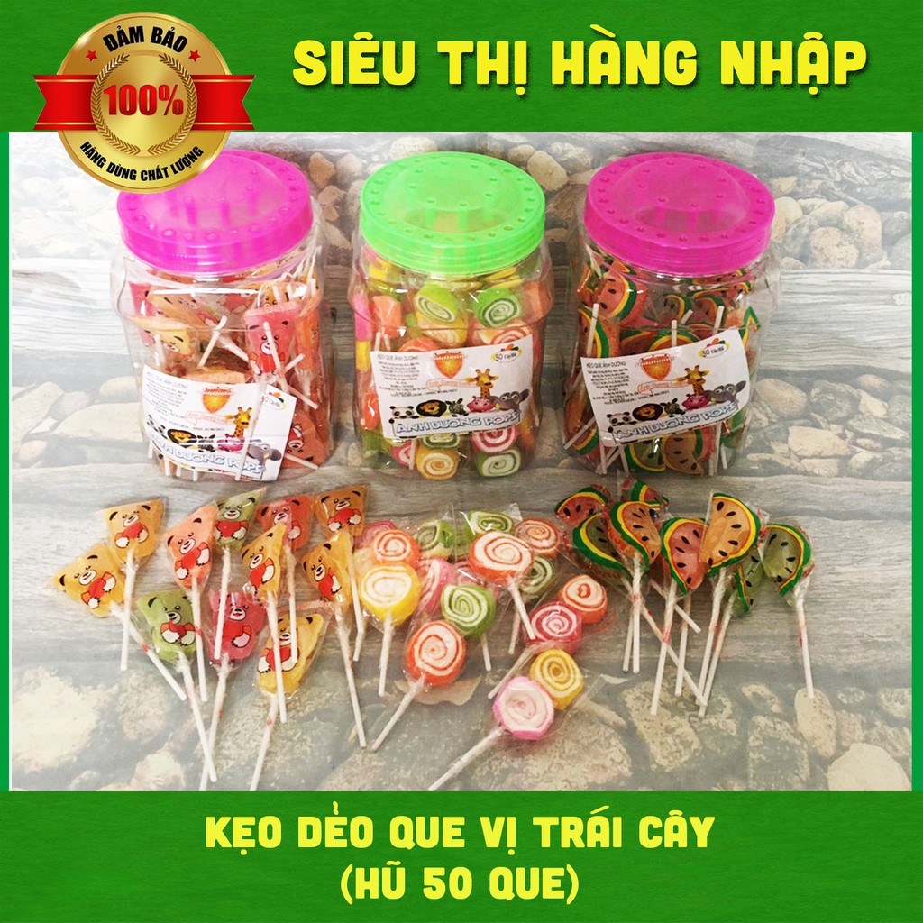 Hũ 50 kẹo que dẻo vị trái cây (có nhiều mẫu dễ thương)