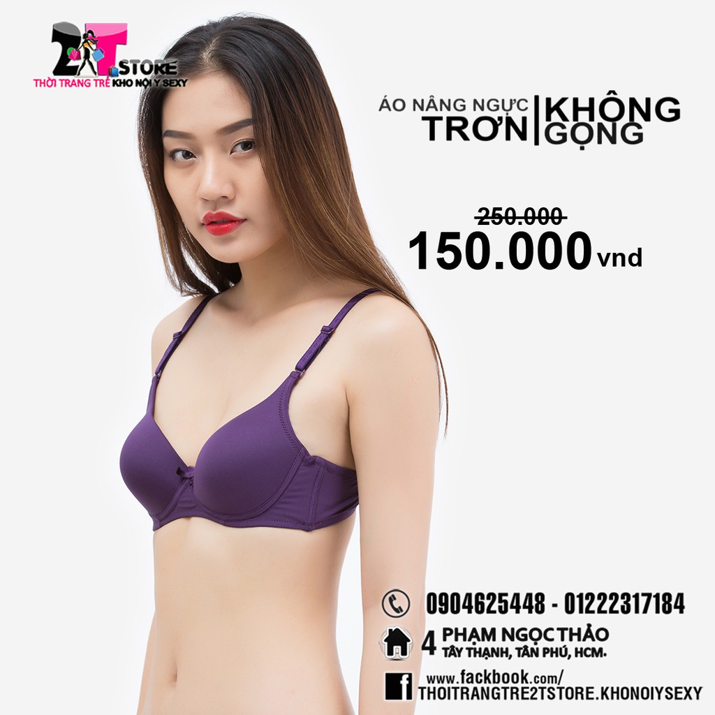 Áo Nâng Ngực Cotton Không Gọng Trơn (Tím)