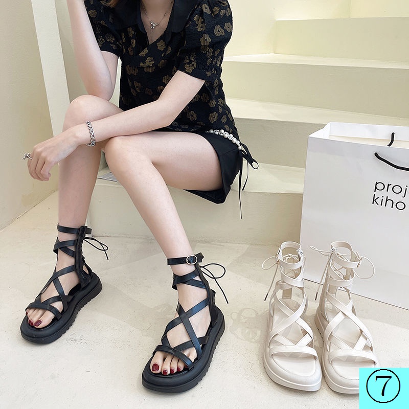 Giày Sandal Đế Dày Thiết Kế Dây Đan Chéo Thời Trang Mùa Hè Hàng Mới 2022 Dành Cho Bạn Nữ