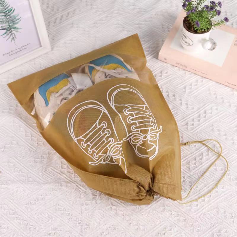 [HCM]  Túi Vải Đựng Giày Dép Dây Rút Chống Bẩn Du Lịch Size Lớn Với Họa Tiết Thiết Kế Đẹp Mắt 44x32cm | 36x27cm