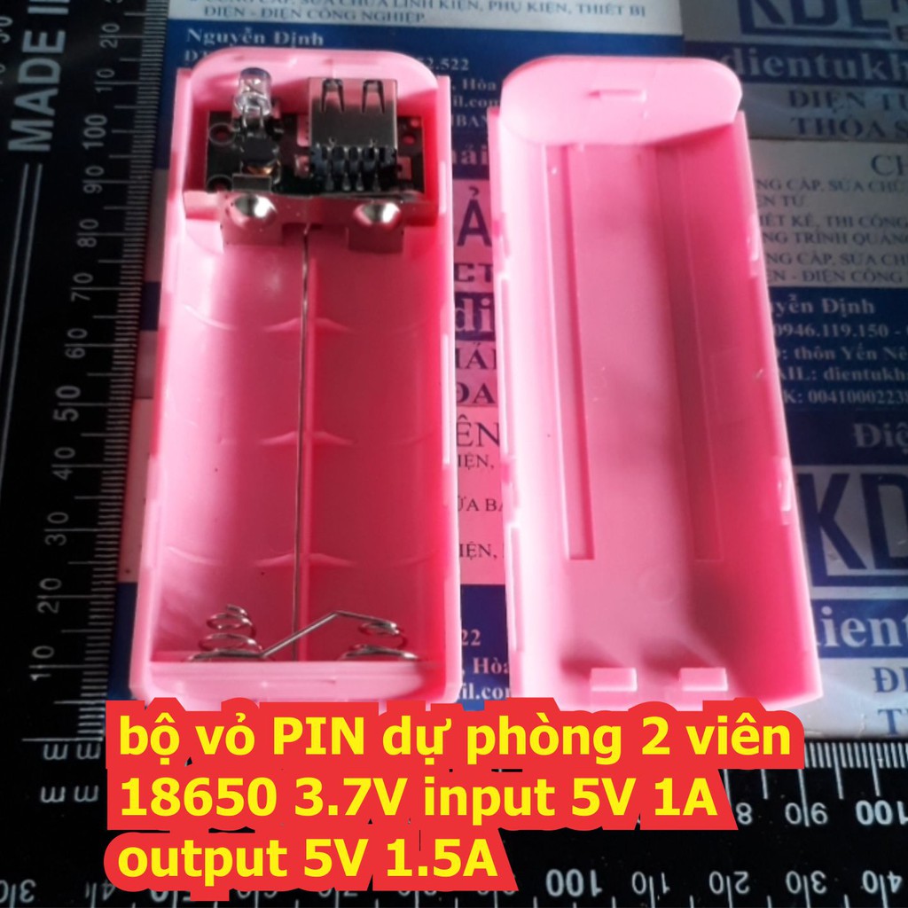 bộ vỏ PIN hộp PIN dự phòng 2 viên 18650 3.7V input 5V 1A output 5V 1.5A kde6562