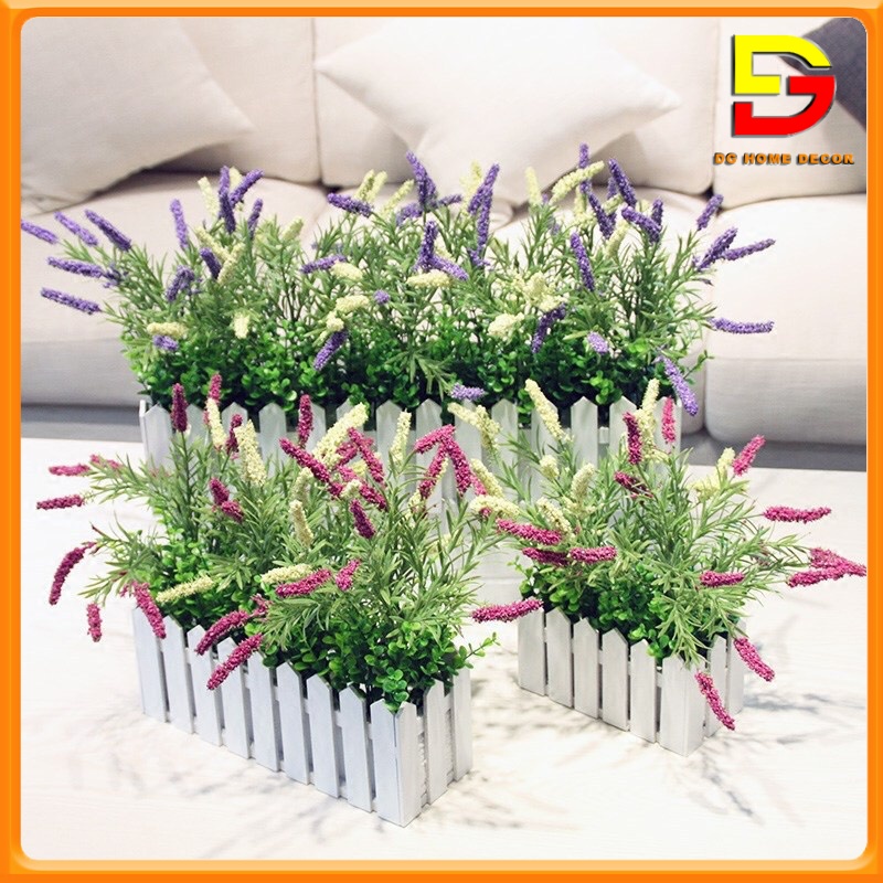 Giỏ Hoa Hàng Rào Nhiều Mẫu Hoa Giả Để Bàn Dài 50cm Trang Trí Nhà Cửa Quán Cafe Nhà Hàng DG-223