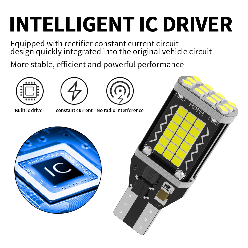 Set 2 Bóng Đèn LED T15 2016 48SMD Gắn Biển Số Xe Hơi / Mô Tô Chuyên Dụng