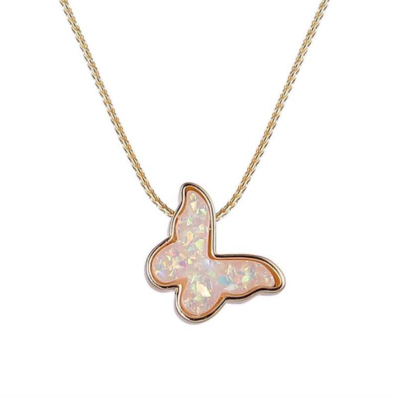 2020 Butterfly Pendant Necklaces For Women Girls Fashion Pink Gold Necklace Elegant Choker Fashion Sweet Jewelry Gifts