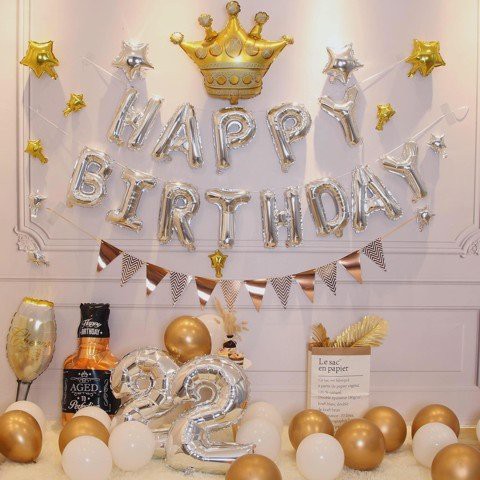 SET BONG BÓNG HAPPY BIRTHDAY VÀNG GOLD ĐEN PHỤ KIỆN TRANG TRÍ SINH NHẬT