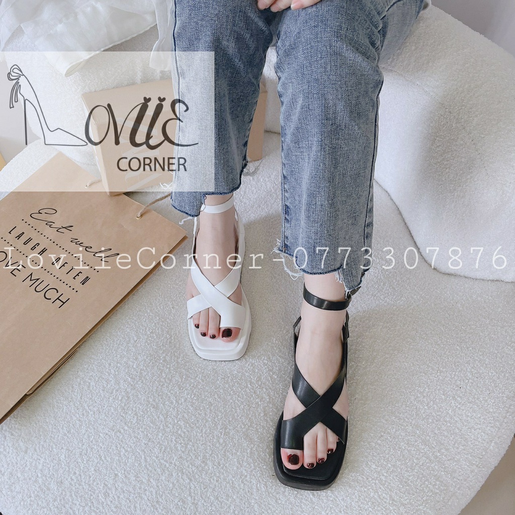SANDAL NỮ HIỆN ĐẠI LOVIIECORNER - GIÀY THỜI TRANG PHONG CÁCH NỮ TÍNH QUAI NGANG KẸP CHÉO ĐẾ BẰNG S220720