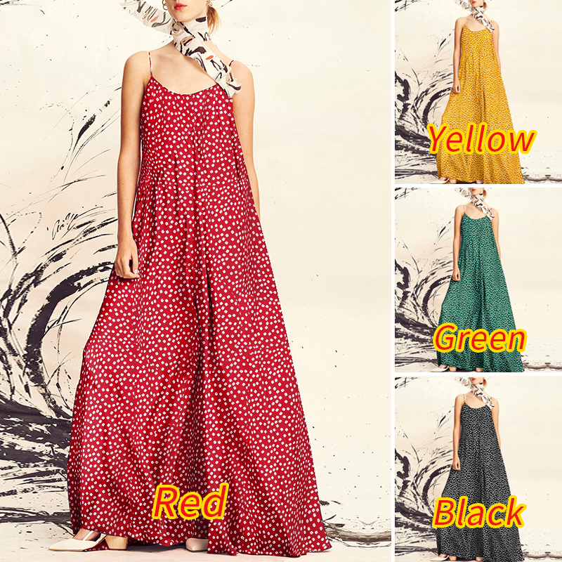 Đầm Hai Dây VONDA Dáng Dài Họa Tiết Chấm Bi Xinh Xắn Cho Nữ