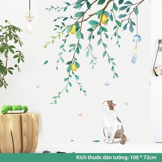 Decal dán tường, tranh dán tường phòng ngủ, các miếng decan cho bé dễ thương (Mèo Thích Thú)