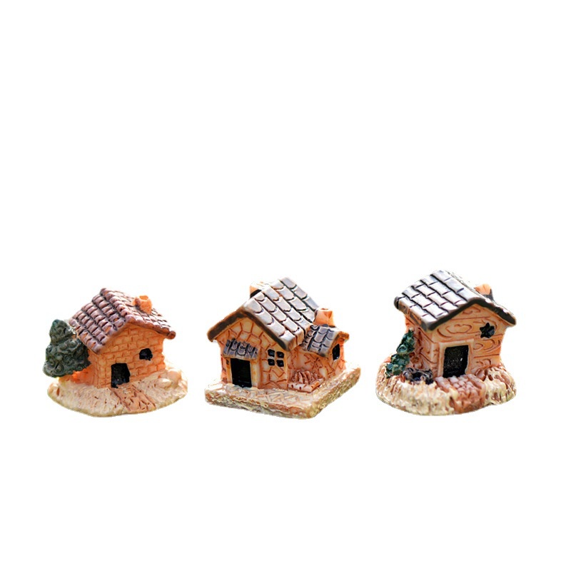 Tiểu cảnh mini ❤️ Mô hình nhà gạch mini trang trí sân vườn tiểu cảnh, chậu sen đá, terrarium