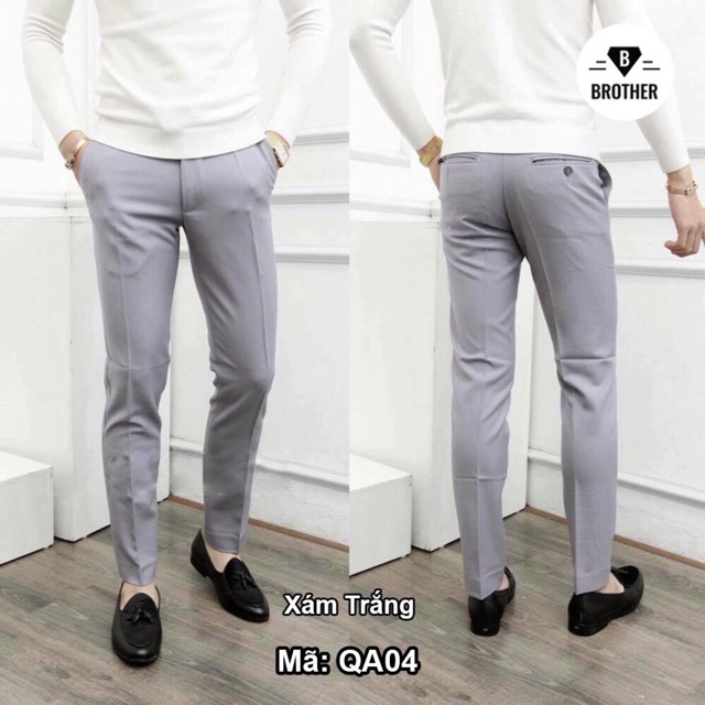 Quần âu màu xám lông chuột, ống côn, dáng Hàn | BigBuy360 - bigbuy360.vn