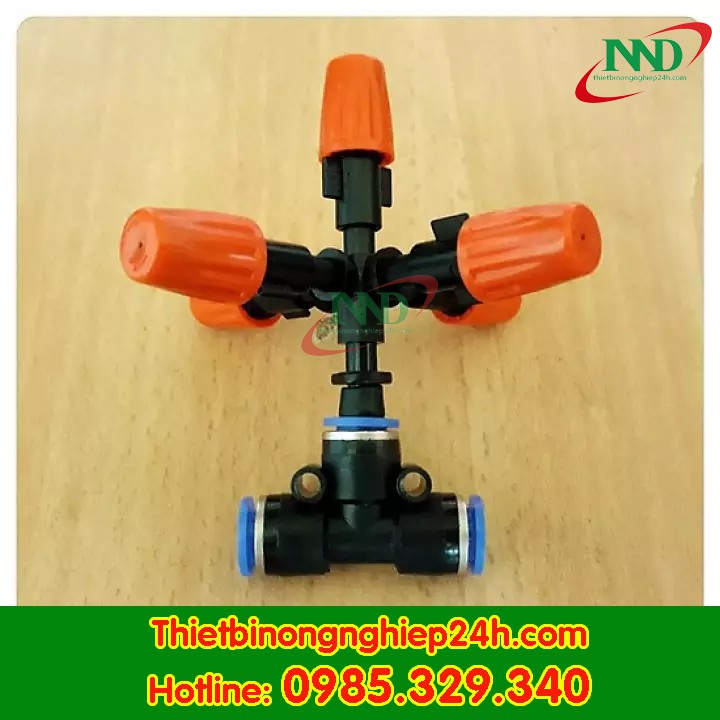 5 béc phun sương màu cam 5 hướng kèm nối nhanh chữ T ϕ 8mm