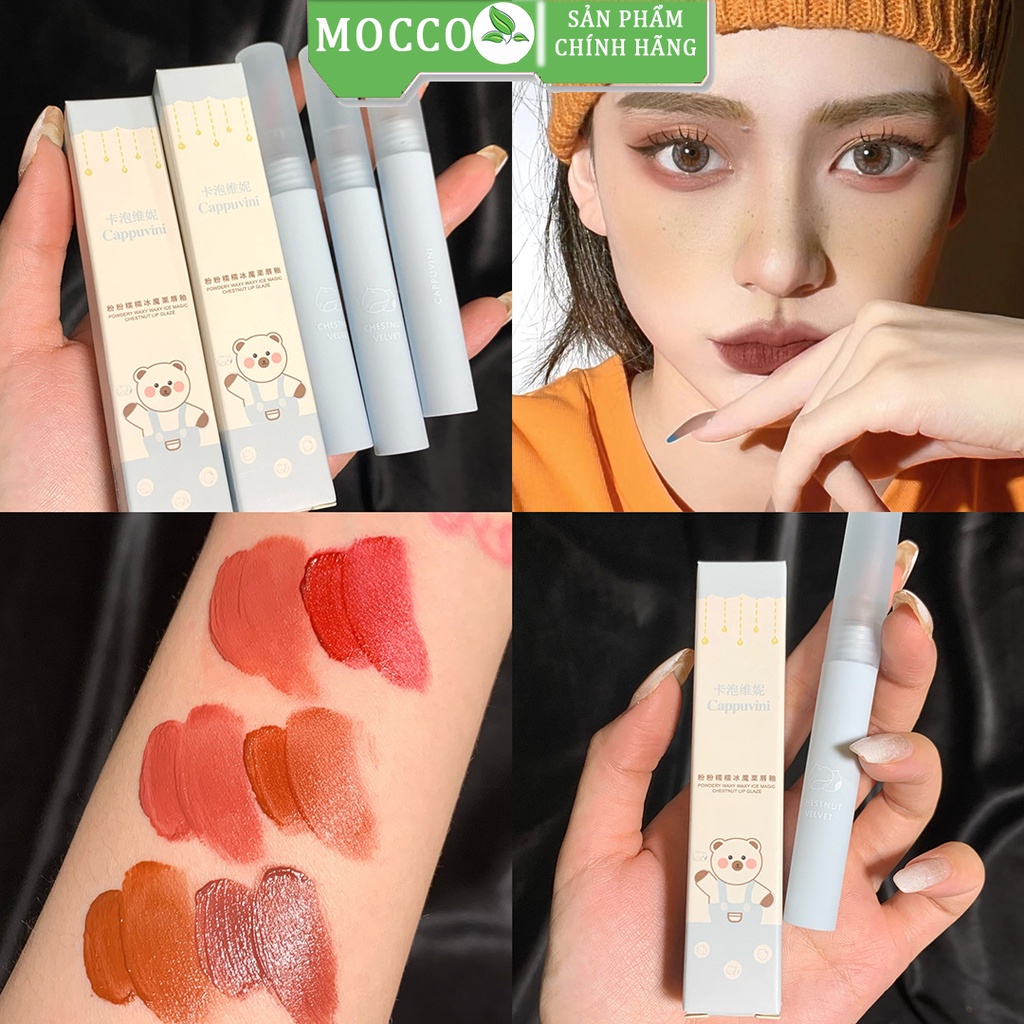 Son kem lì dưỡng ấm mềm môi lâu trôi Cappuvini tông màu nhẹ nhàng hồng nude cam đất đỏ đi học đi chơi son nội địa SON09