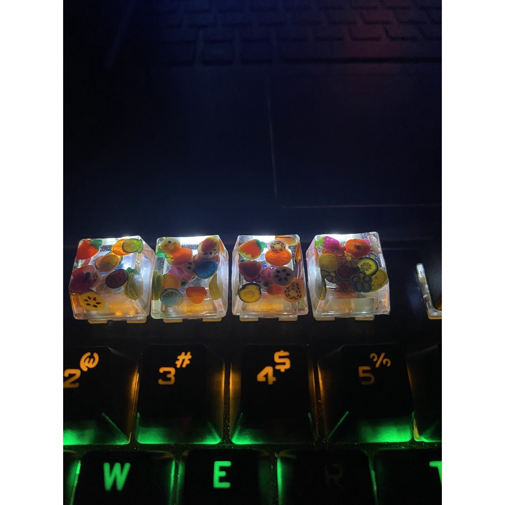 Nút bàn phím cơ. Keycap lẻ hoa quả nhiệt đới trong suốt xuyên led