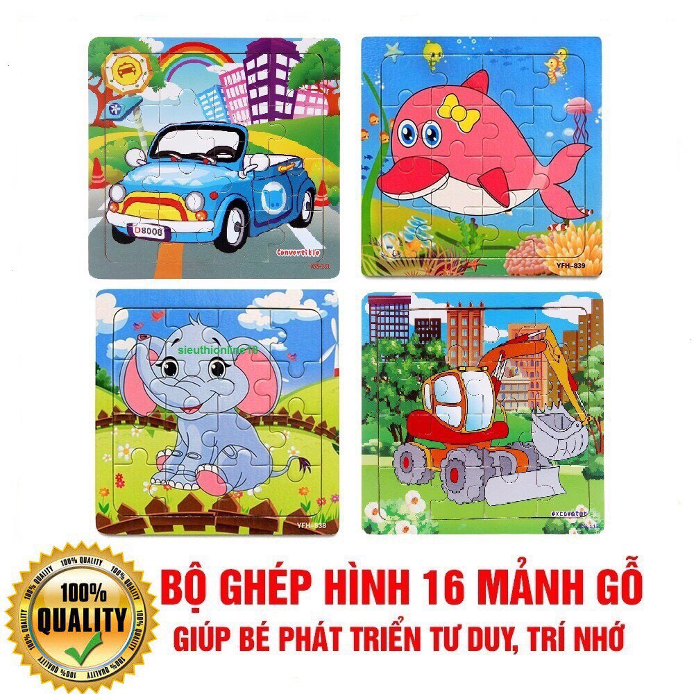 Tranh Ghép Hình Nhiều Mảnh Chủ Đề Phương Tiện Giao Thông Và Con Vật Cho Bé