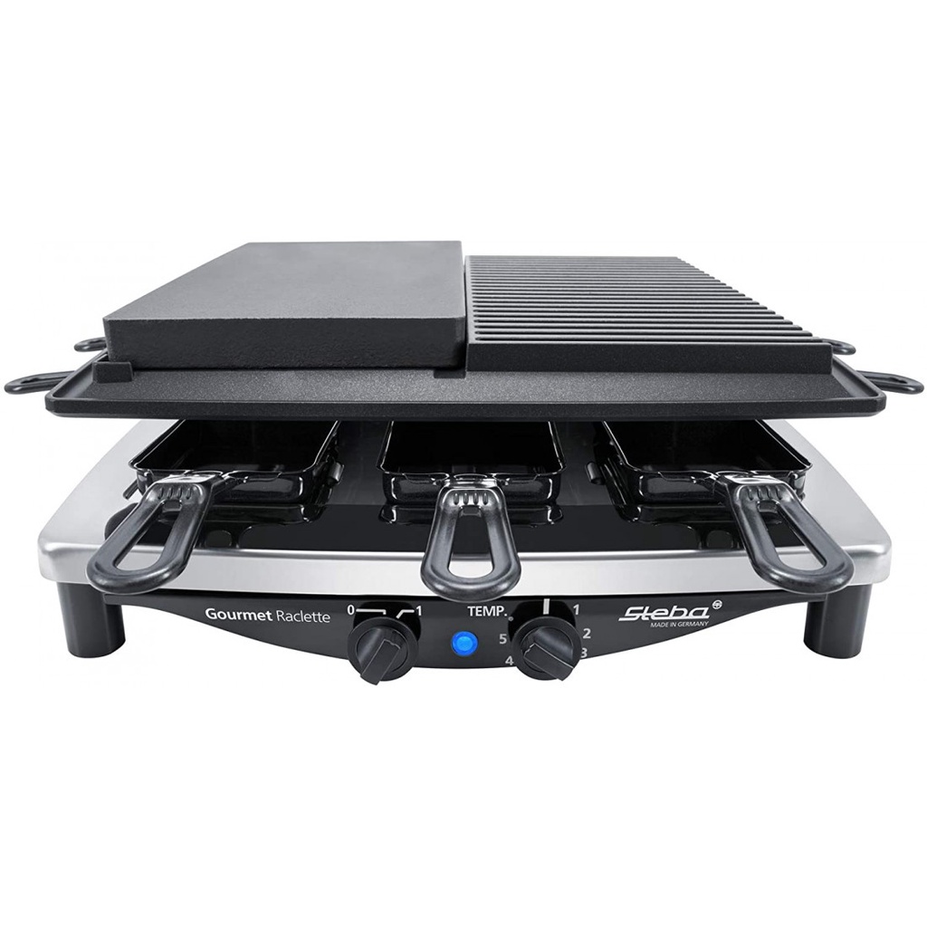 Bếp nướng 2 vùng STEBA RC 4 plus deluxe chrom 62-23-00 (1 mặt đá, 1 mặt nướng thường) - made in germany