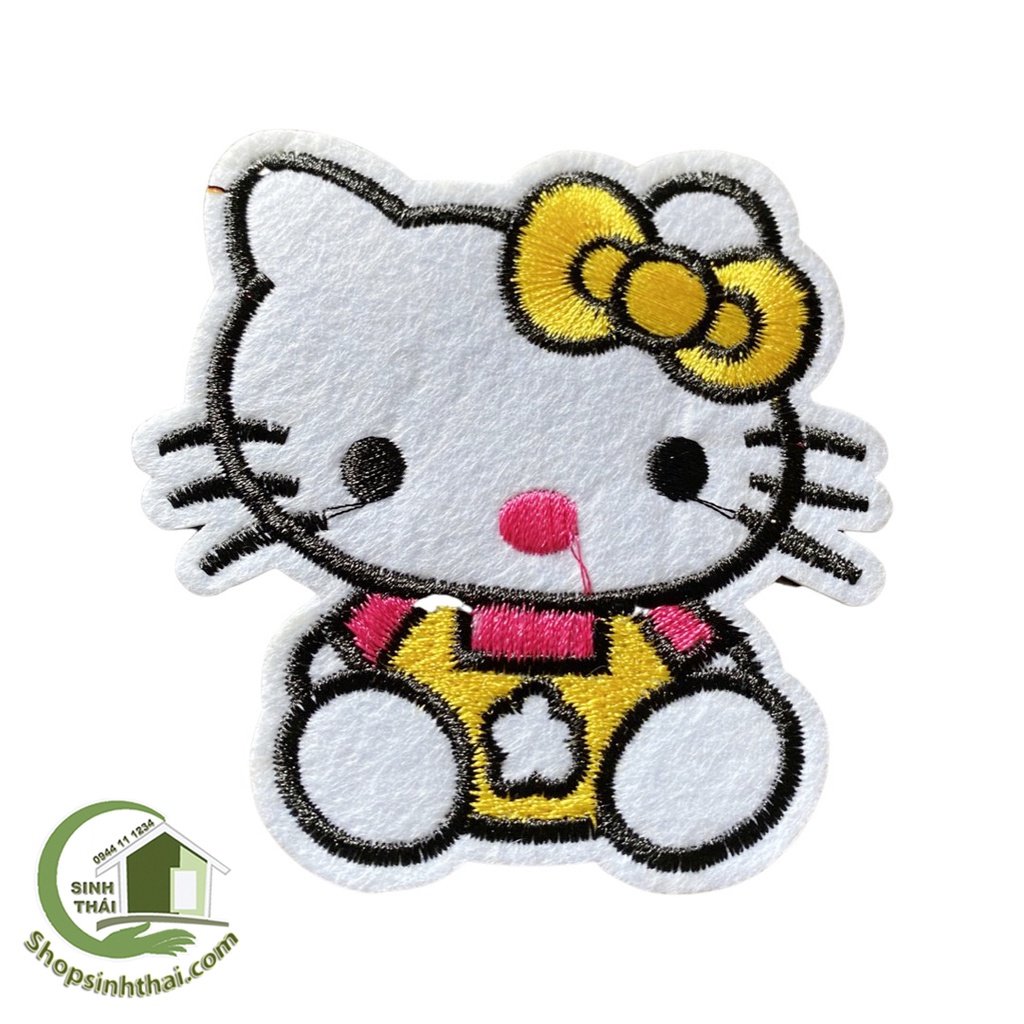 Miếng dán ủi quần áo hình Hello kitty - dán ủi vải thêu có sẵn keo
