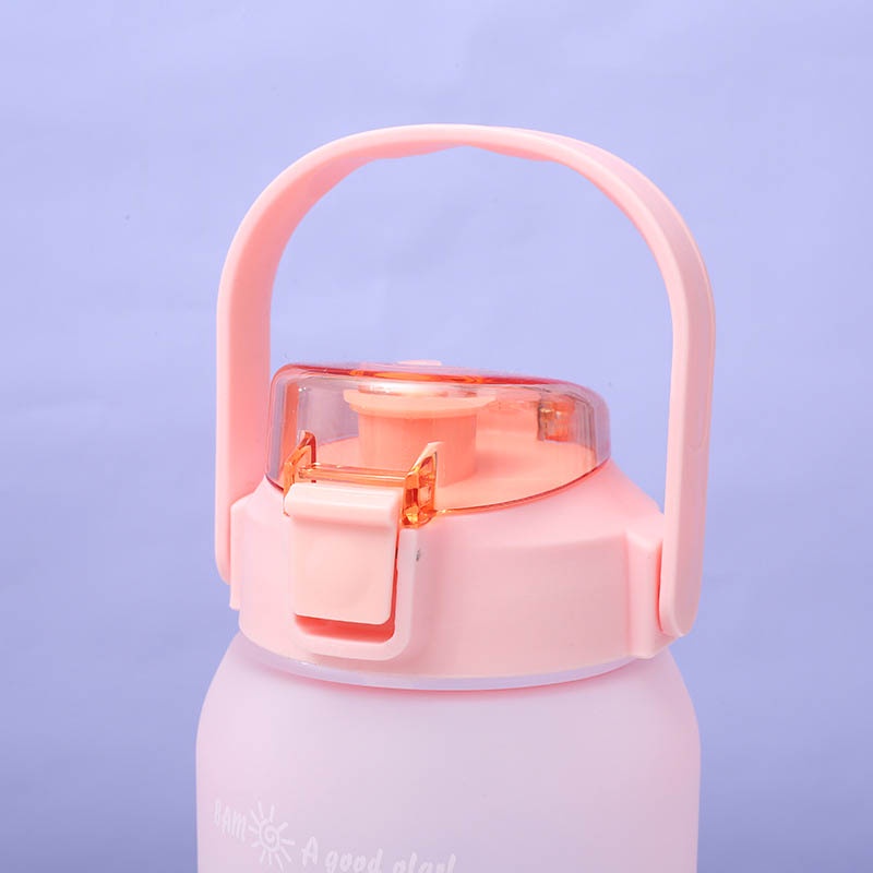 Bình uống nước JUJIAJIA bằng nhựa dung tích lớn 1500ml chống rơi màu gradient có nhãn dán