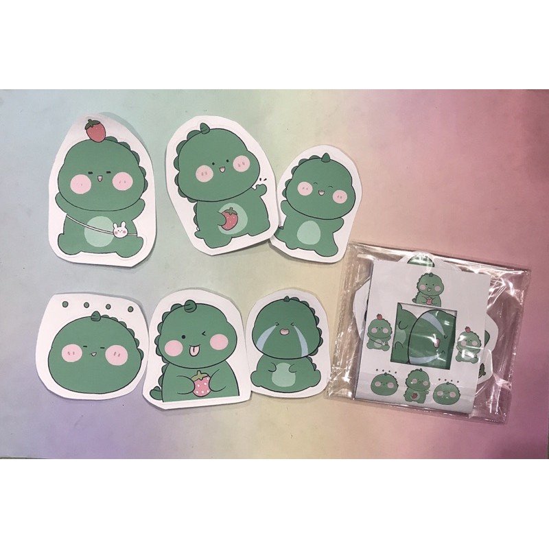 Sticker khủng long xanh cute,STT2 ,sticker to cắt rời in hình dễ thương