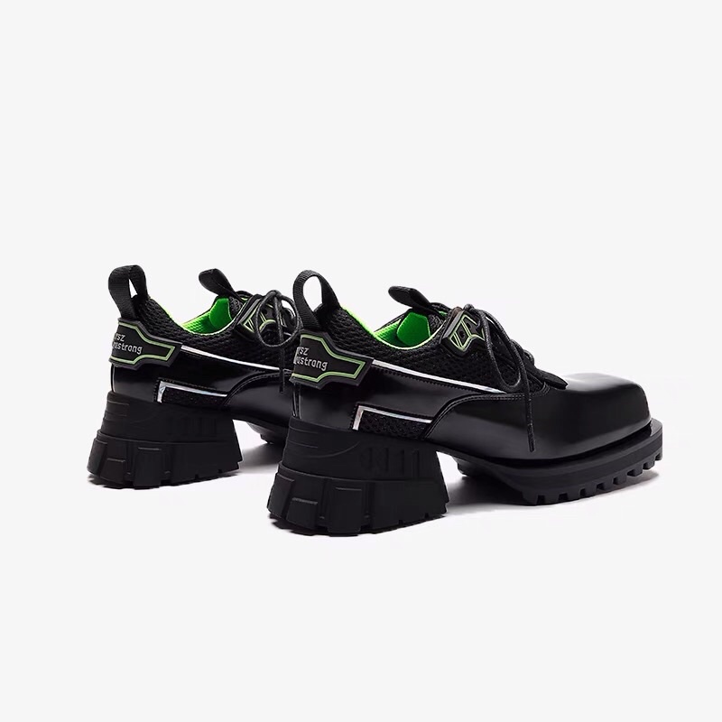 Giày da mũi vuông đế cao 5cm chiến boots giày nam nữ thời thượng