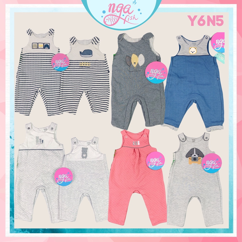 Yếm quần  cho bé trai bé gái yếm nỉ Obaibi size 0/3m - 12/18m đáng yêu Nga Fish Y6N5